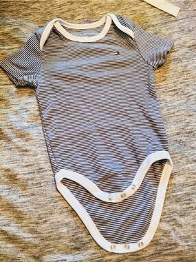 Tommy Hilfiger Navy & White Striped Baby One-Piece Bodysuit